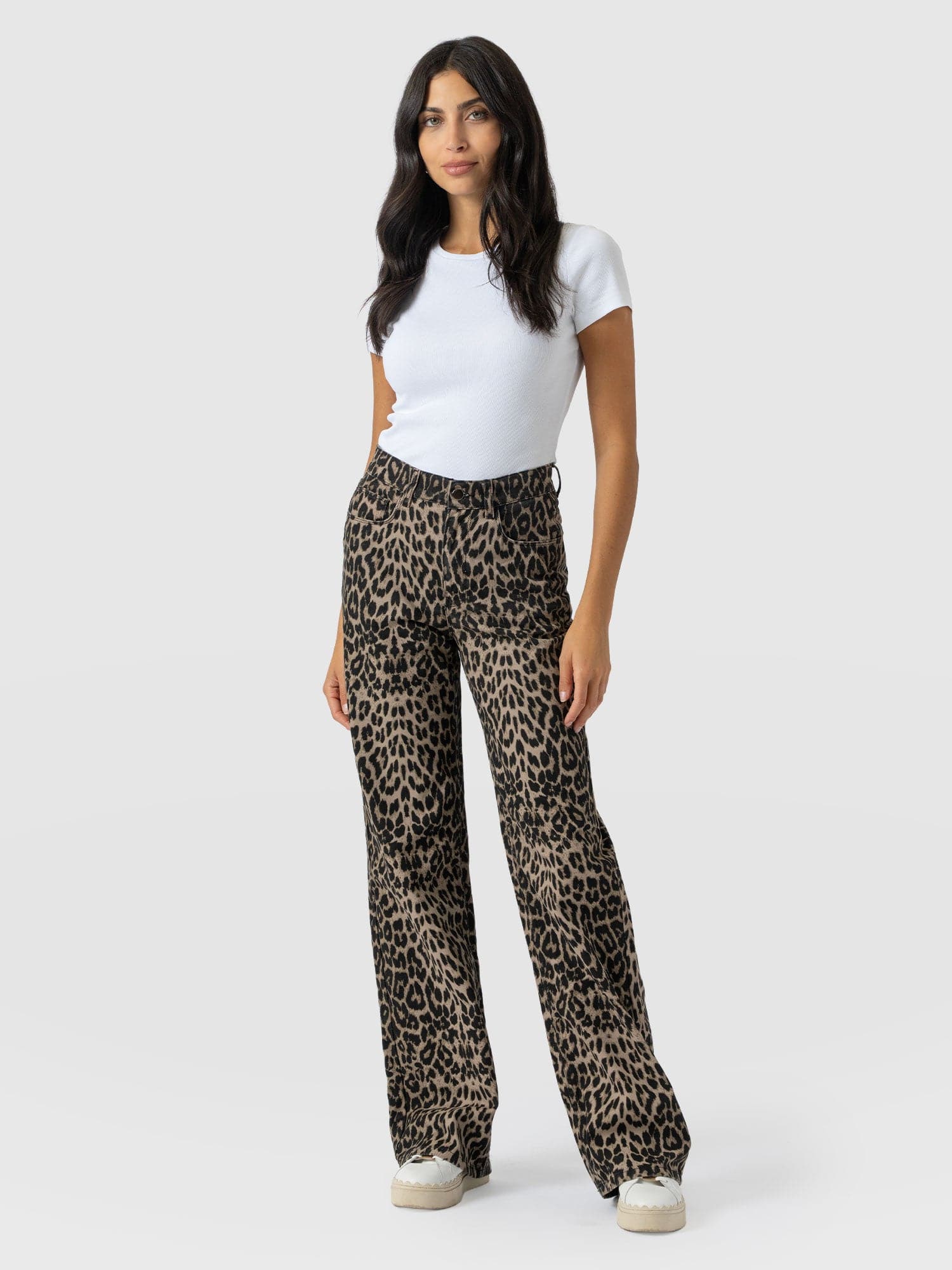 Adjustable Wide Leg Jean - Leopard - Women's Jeans | Saint + Sofia® USA